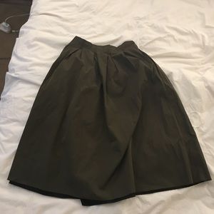 Olive midi flare skirt